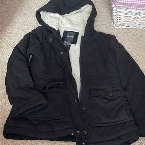 Me Jane Black Quilted Hooded Coat